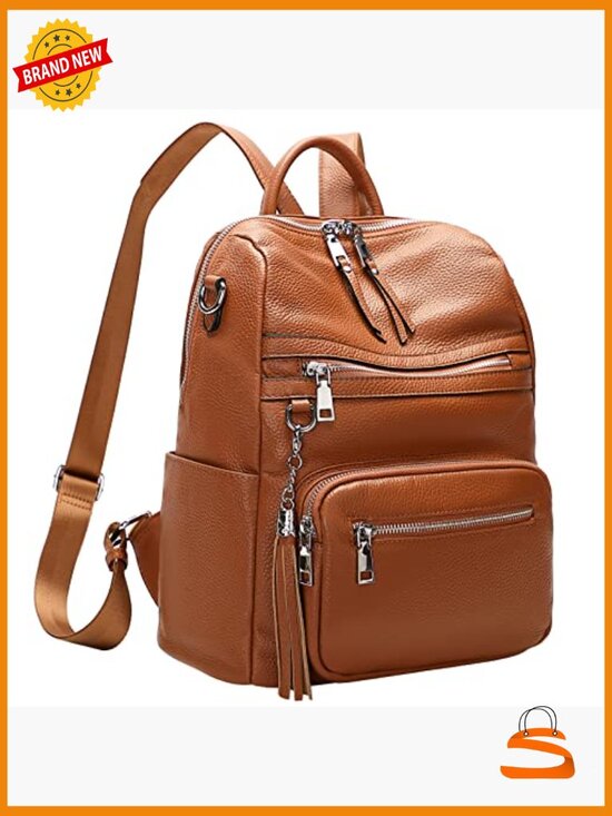 Genuine Leather Backpack Purse with Laptop Compartment - Large Shoulder Bag main image 4